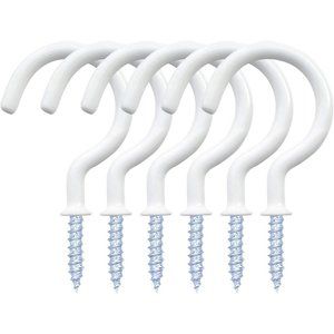 12 Pack White Vinyl Coated Ceiling Wall Hooks
